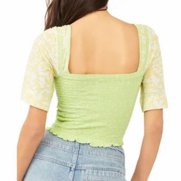 Free People, Marigold Square Neck, Floral Print Smocked Top, Size XL - Picture 3 of 13